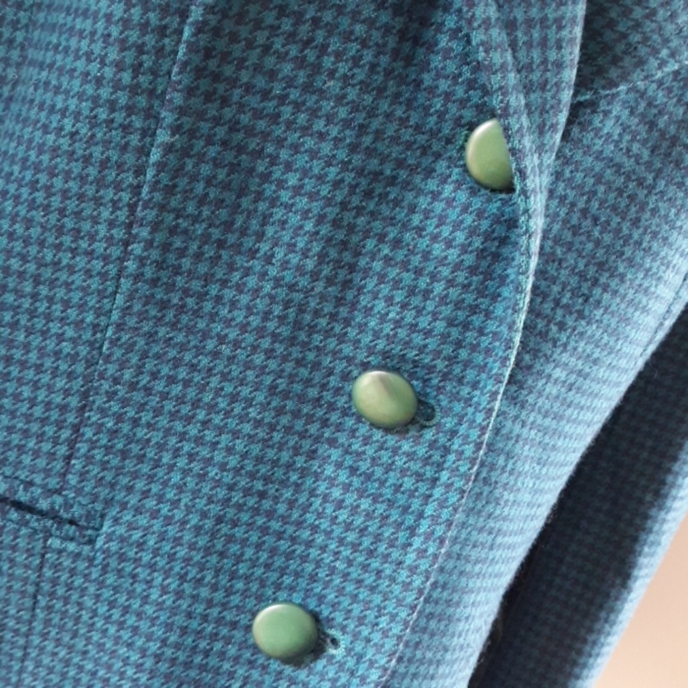 Pendleton Blazer Jacket Houndstooth Teal Vintage - image 2